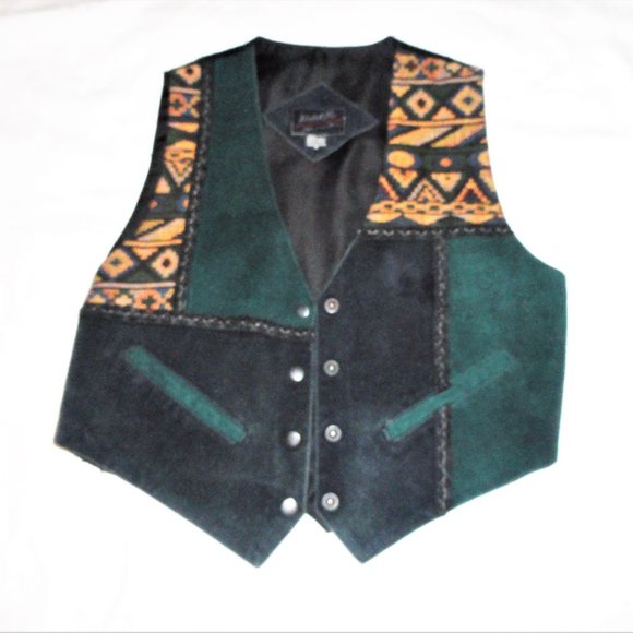 Vintage Jackets & Blazers - Vintage Western Vest Leather Snaps Katch Me USA